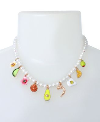 Betsey Johnson Faux Stone Brunch Charm Bib Necklace - Macy's