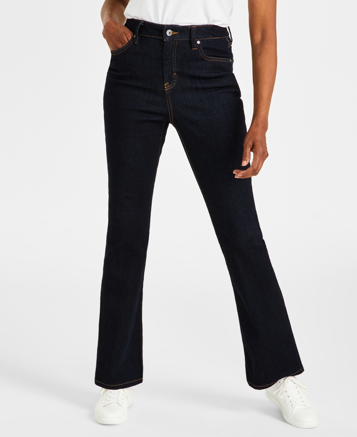 Style & Co Petite High-rise Bootcut Denim Jeans, Created For Macy's In Indigo Rinse