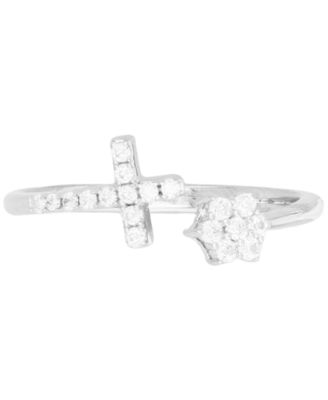 Cubic Zirconia Cross & Cluster Bypass Ring (Also in Lab-Grown Ruby)