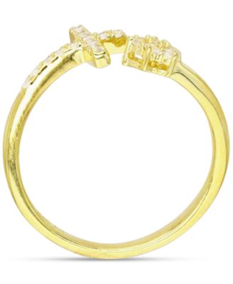 Cubic Zirconia Cross & Cluster Bypass Ring (Also in Lab-Grown Ruby)