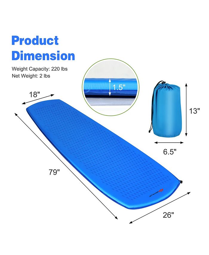 Costway Inflatable Sleeping Pad, Self Inflating Camping Mattress Macy's