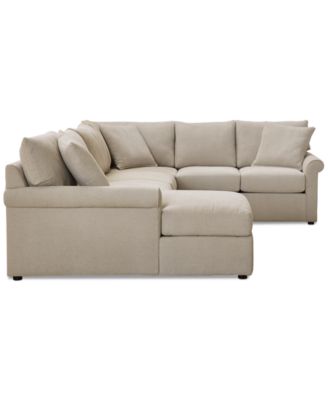 CLOSEOUT! Wrenley 138" 3-Pc. Fabric Sectional Chaise Sofa
