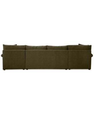 CLOSEOUT! Wrenley 134" 3-Pc. Fabric Sectional Chaise Sleeper Sofa, Created for Macy's