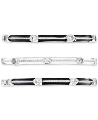 3-Pc. Set Cubic Zirconia & Enamel Stack Rings 