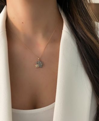 Nude™ & Chocolate&reg; Diamond Paw Prints 20" Pendant Necklace (3/8 ct. t.w.) in 14k Rose Gold