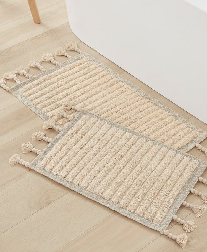 Lucky Brand Overtufted Cotton Fringe 2Piece Bath Rug Set, 17" x 32" and 20" x 40" Macy's