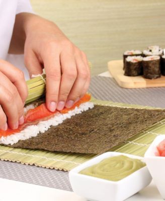 Helen’s Asian Kitchen Sushi Rolling Set, Includes 2 Sushi Mats 2 Rice Paddles and 10-Pair Silk Wrapped Bamboo Chopsticks
