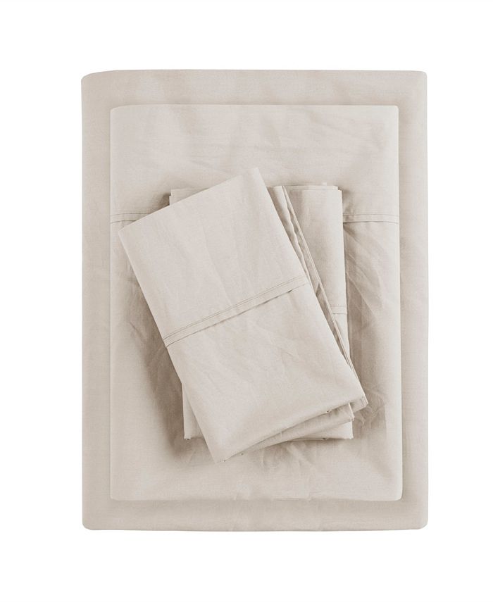 Madison Park Peached Cotton Percale 3Pc. Sheet Set, Twin Macy's