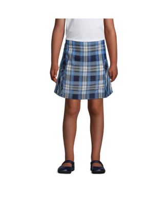 Big Girls School Uniform Slim Side Pleat Plaid Skort Above the Knee