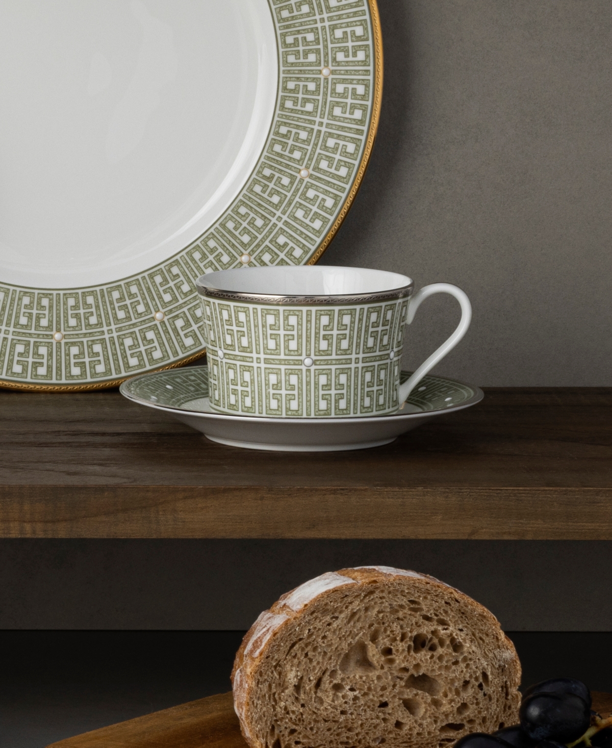 Noritake Infinity Green Platinum 4 Piece Cup Set, Service For 4 In Green Platinum
