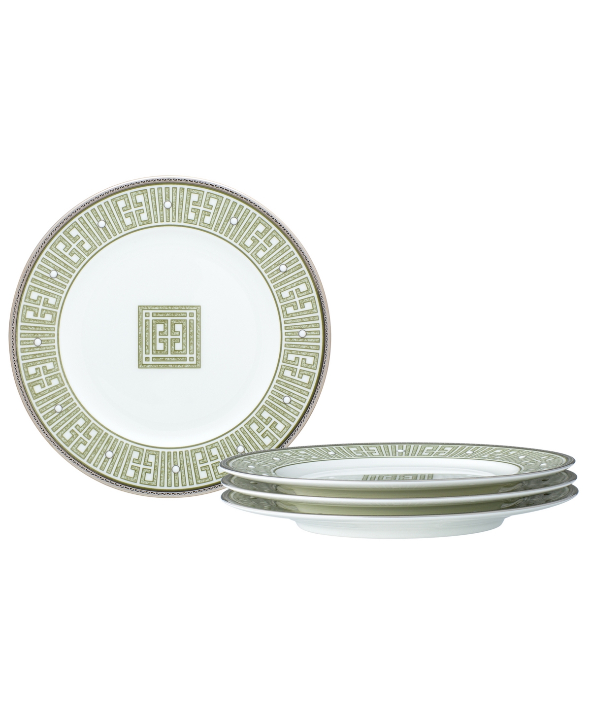Noritake Infinity 4 Piece Bread Butter/appetizer Plate Set, Service For 4 In Green Platinum
