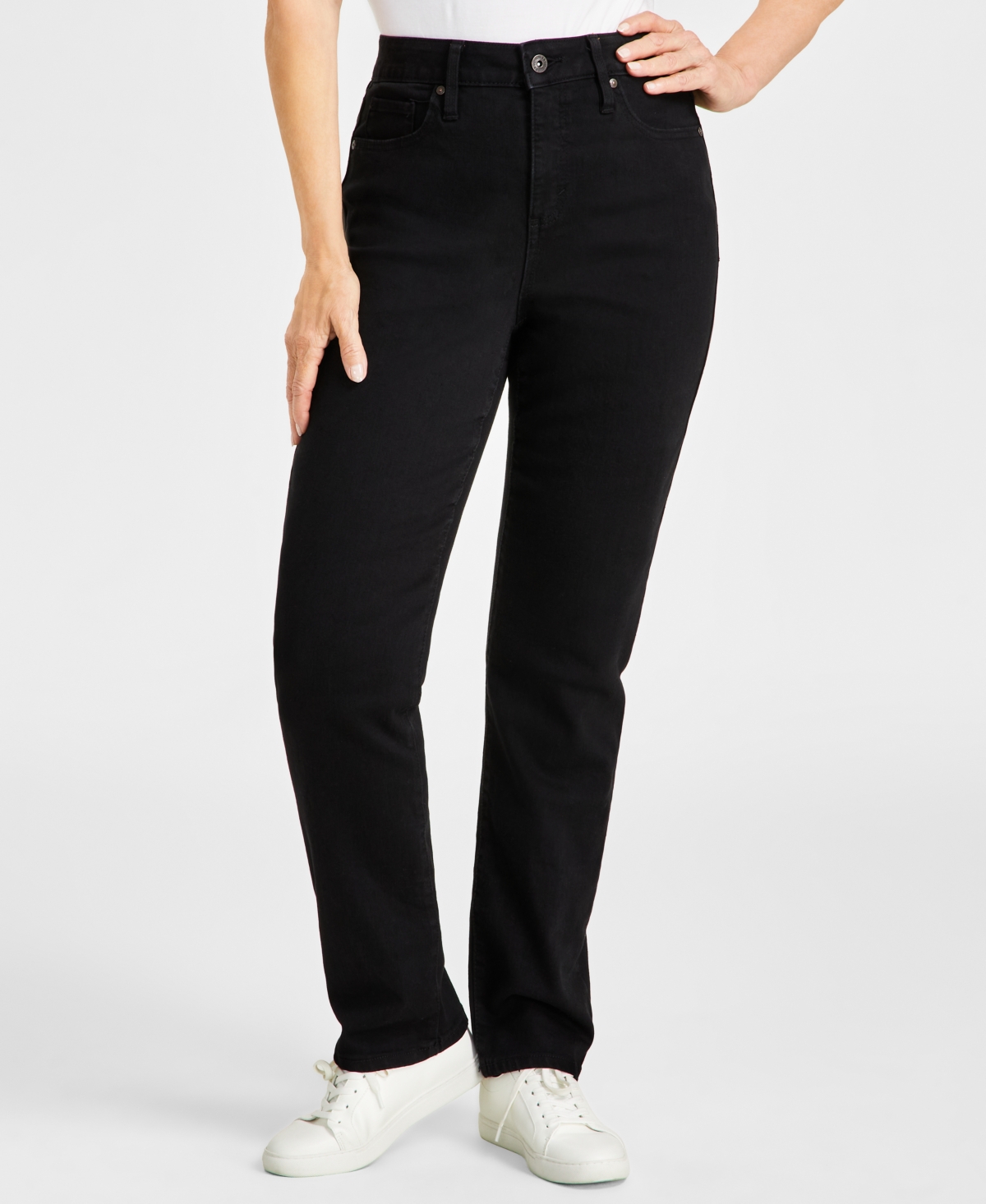 STYLE & CO PETITE HIGH-RISE NATURAL STRAIGHT-LEG JEANS, PETITE & PETITE SHORT, CREATED FOR MACY'S 