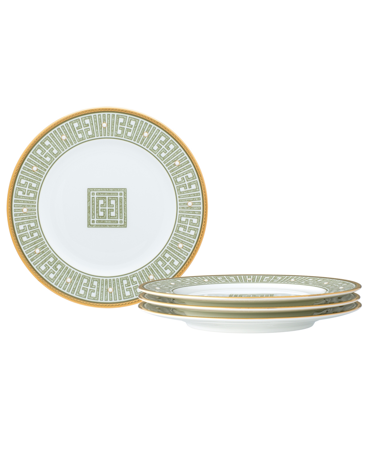 Noritake Infinity 4 Piece Bread Butter/appetizer Plate Set, Service For 4 In Green Gold