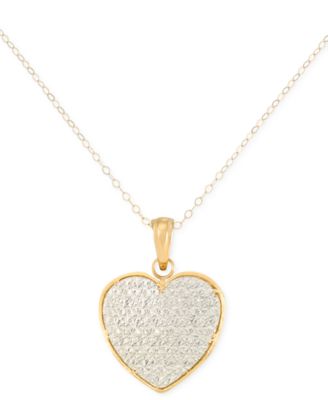 Textured Heart 18" Pendant Necklace in 10k Two-Tone Gold