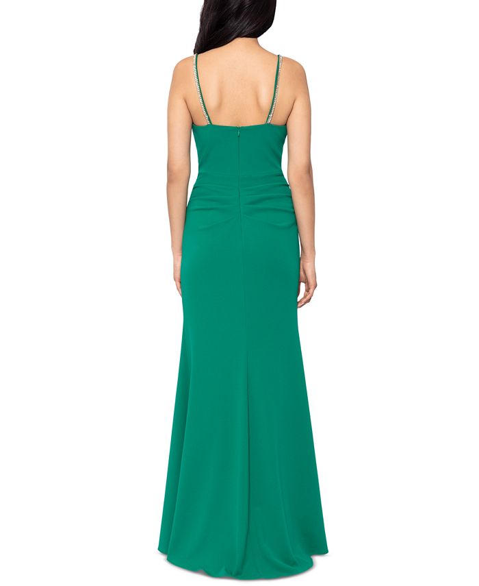 XSCAPE XSCSPE Women's RhinestoneStrap Ruched Gown Macy's