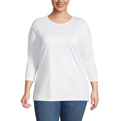 Women's Plus Size 3/4 Sleeve Cotton Supima Crewneck Tunic