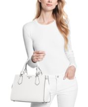 The Kate Wooden Handle Strap Satchel, White