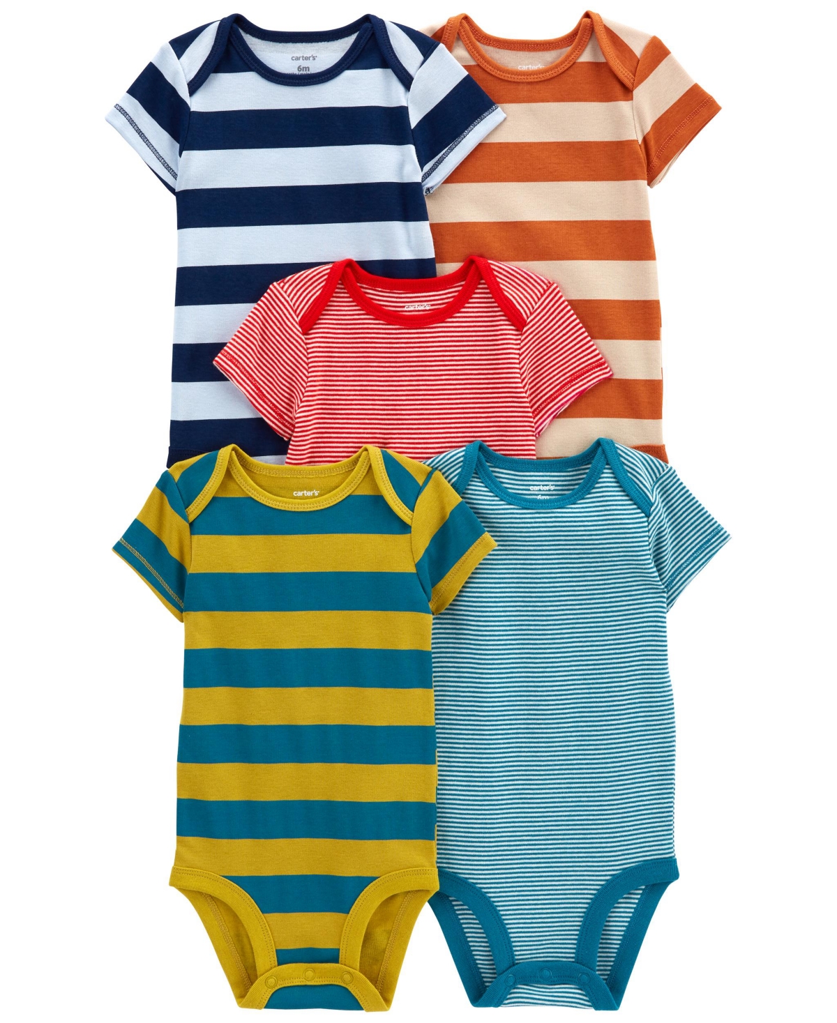 Carter's Baby Boys Short Sleeve Bodysuits, Pack Of 5 In Multi