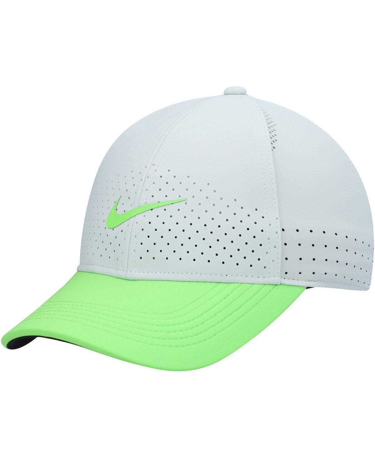 Nike Men's  Legacy91 Performance Adjustable Snapback Hat In White,neon Green