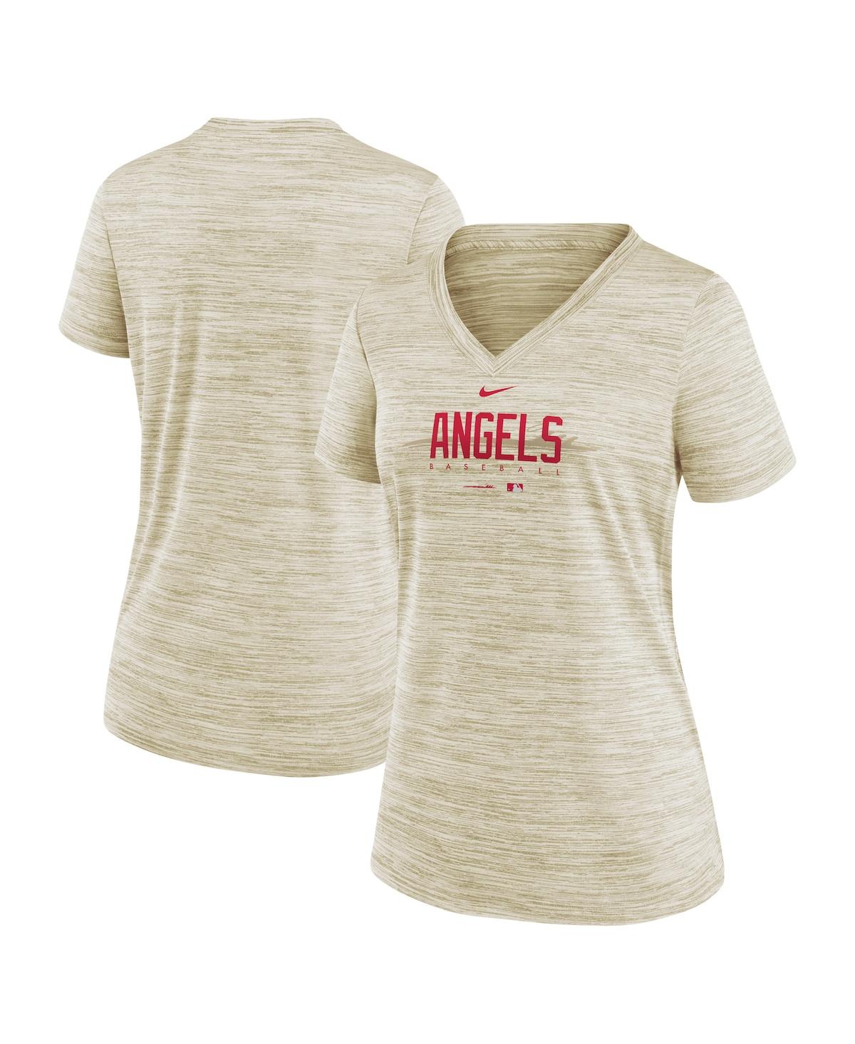 Shop Nike Women's  Cream Los Angeles Angels City Connect Velocity Practice Performance V-neck T-shirt