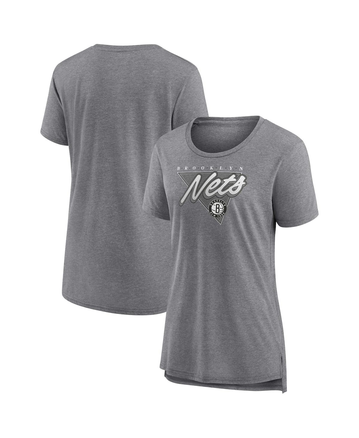 Fanatics Women's  Heathered Gray Brooklyn Nets True Classics Tri-blend T-shirt In Heathered Gray