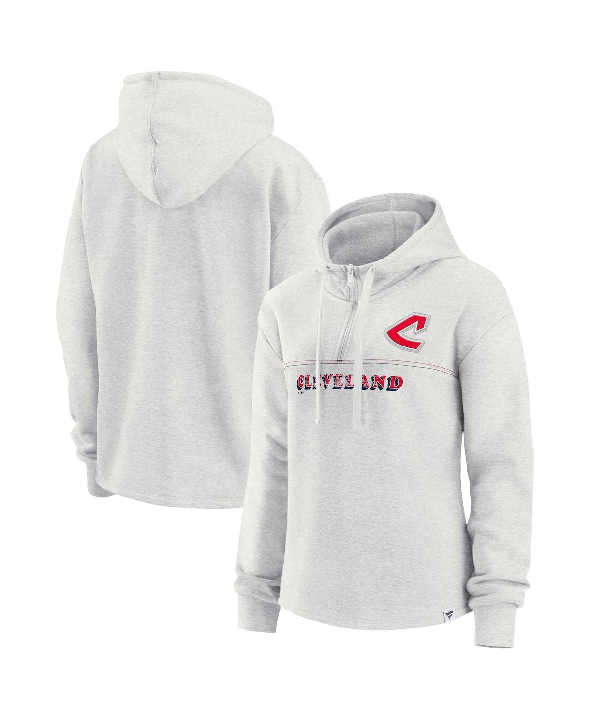 Fanatics Women's  Oatmeal Cleveland Indians Cooperstown Collection True Classics Legacy Quarter-zip H In Oatmeal