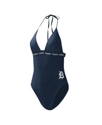 Women's Navy Detroit Tigers Full Count One-Piece Swimsuit