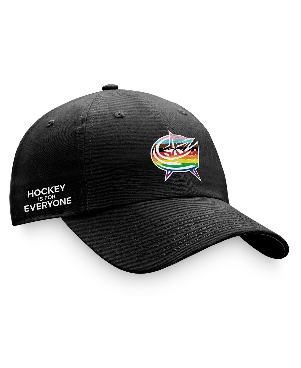 Shop Fanatics Men's  Black Columbus Blue Jackets Team Logo Pride Adjustable Hat