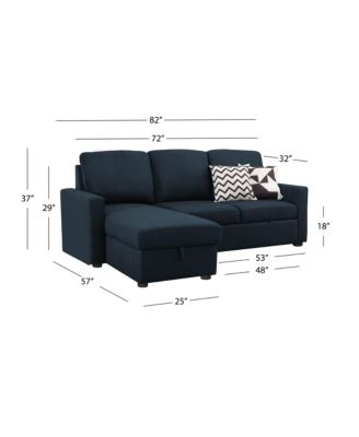 Newton 82" Fabric 2 Piece Sleeper Sofa Sectional with Storage