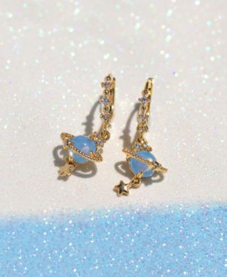 Crystal Celestial Blue Jupiter Hoop Earrings