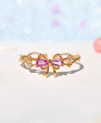 Pink Faux Cubic Zirconia Pretty in Pink Bow Ring