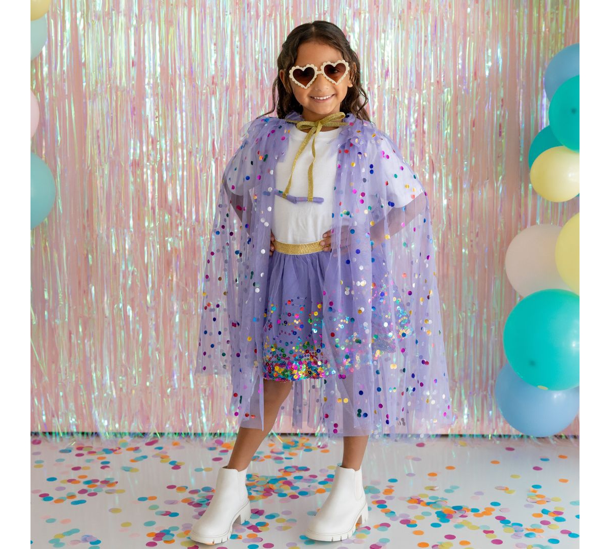 Sweet Wink Little and Big Girls Lavender Confetti Tutu Skirts - Lavender tulle with sequins
