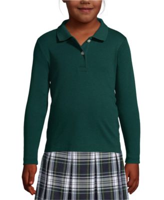 Girls School Uniform Long Sleeve Feminine Fit Interlock Polo Shirt
