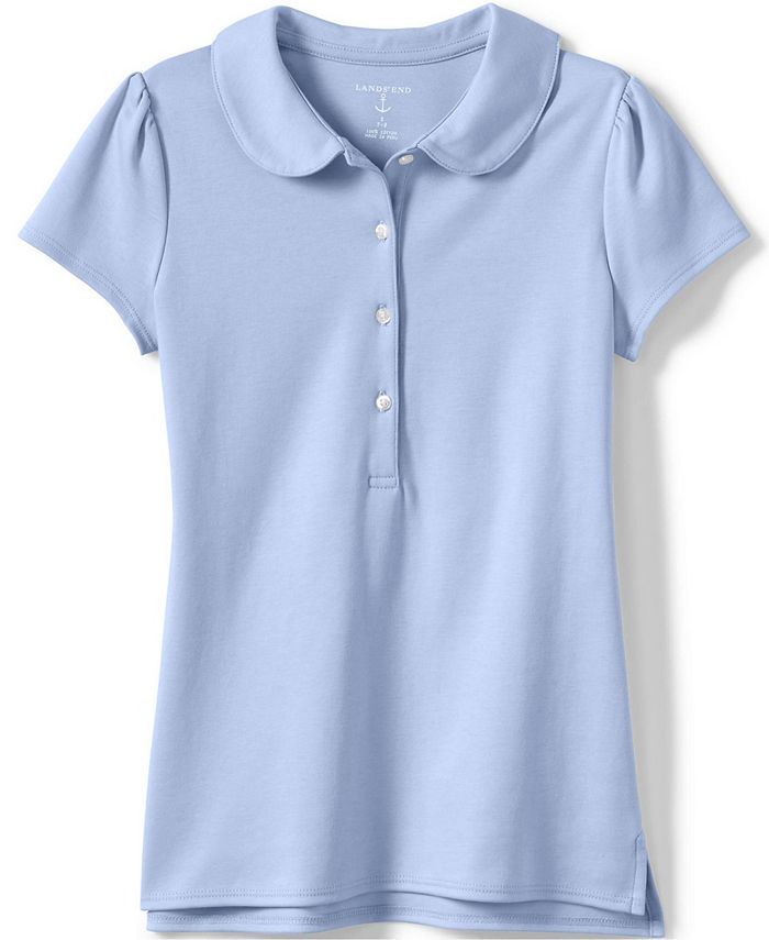 Lands' End School Uniform Girls Short Sleeve Peter Pan Collar Polo