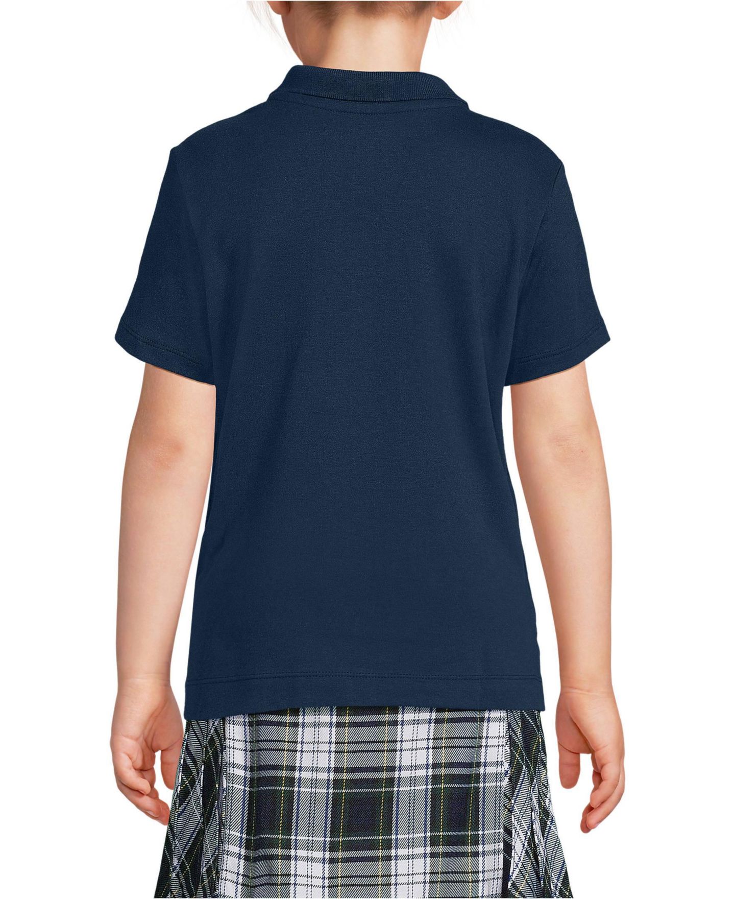 Детское поло Lands' End School Uniform Girls Short Sleeve Feminine Fit Interlock Polo Shirt, цвет: Тёмно-синий — фото 6