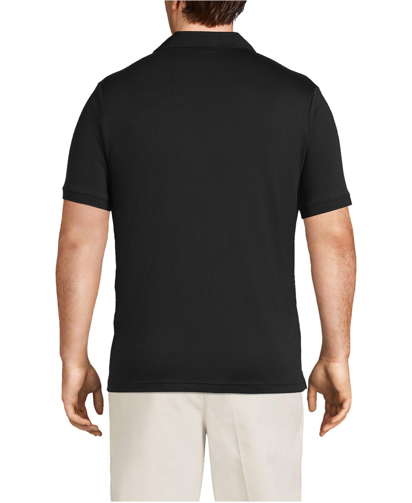 Мужское поло Lands' End Big & Tall Short Sleeve Cotton Supima Polo Shirt, цвет: Чёрный — фото 2