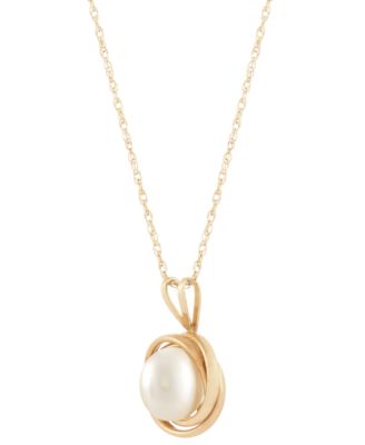 Cultured Freshwater Pearl (6mm) 18" Pendant Necklace in 14k Gold