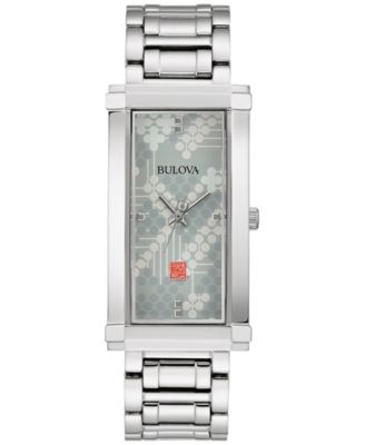 Bulova - Woman's Frank Lloyd Wright "Pattern #106" Stainless Steel Bracelet Watch 25x45mm
