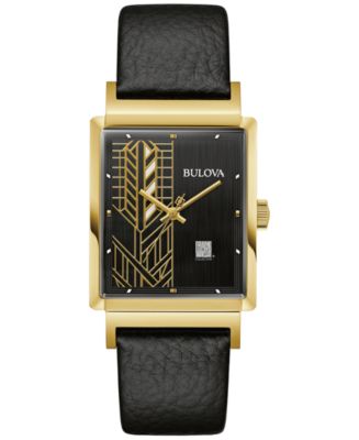 Bulova Men s Frank Lloyd Wright Dana Thomas House Black Leather