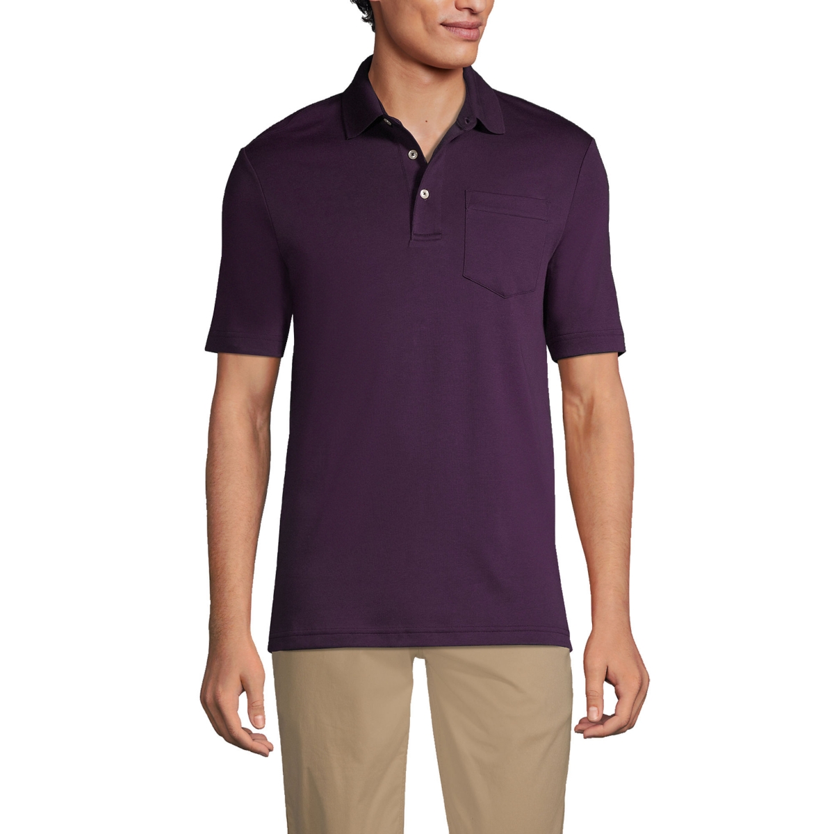 Men's Short Sleeve Cotton Supima Polo Shirt with Pocket - Blackberry