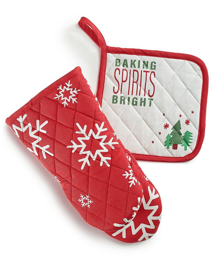 The Cellar Cotton Printed Oven Mitt & Pot Holder Set, Created for Macy's -  Macy's