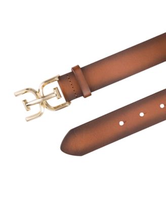 Women's Brass-Tone Double-E Plaque Buckle Casual Belt