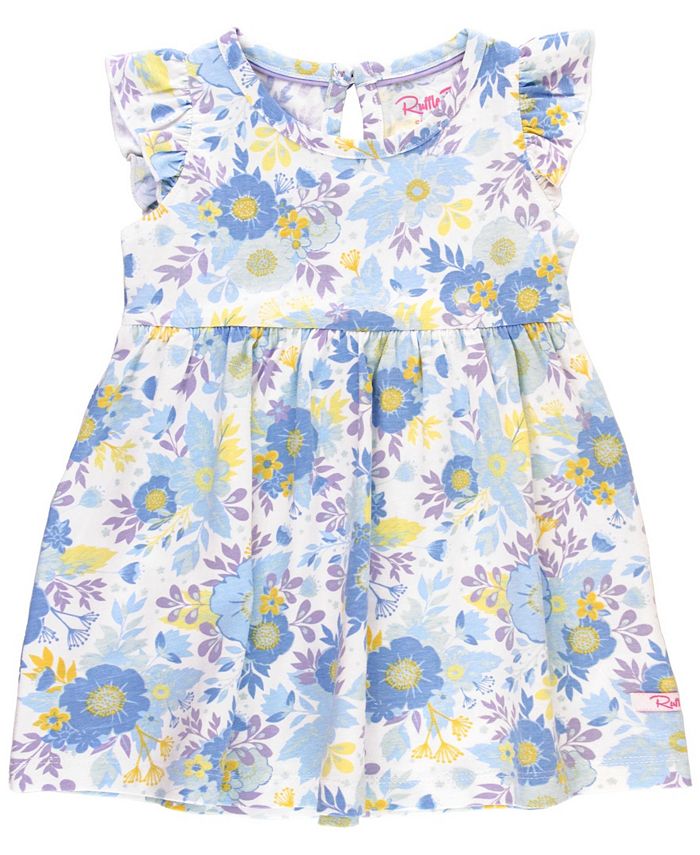 RuffleButts Baby Girls Floral Short Sleeve Knit Dress - Macy's