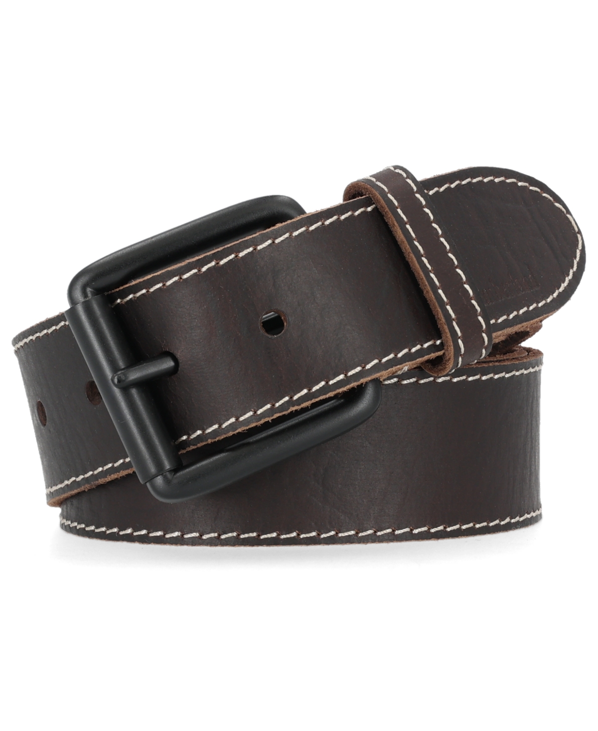 Timberland Men's 38mm Contrast Stitch Leather Belt In Brown