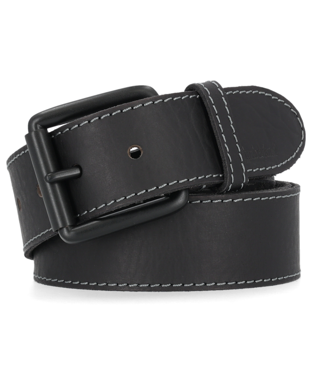 Timberland Men's 38mm Contrast Stitch Leather Belt In Black