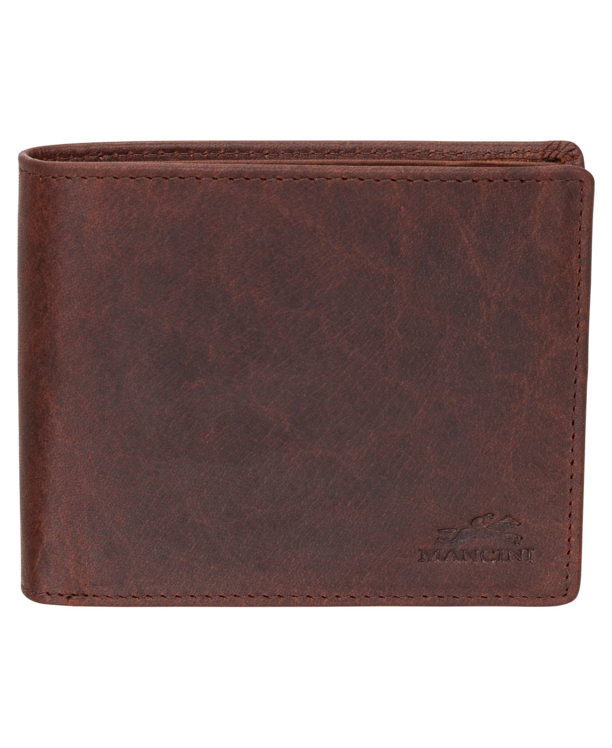 Mancini Men's Buffalo Rfid Secure Wallet With Coin Pocket In Brown