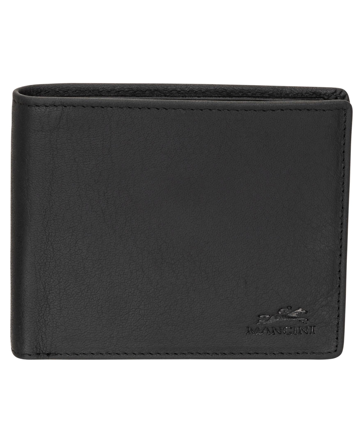 Mancini Men's Buffalo Rfid Secure Wallet With Coin Pocket In Black