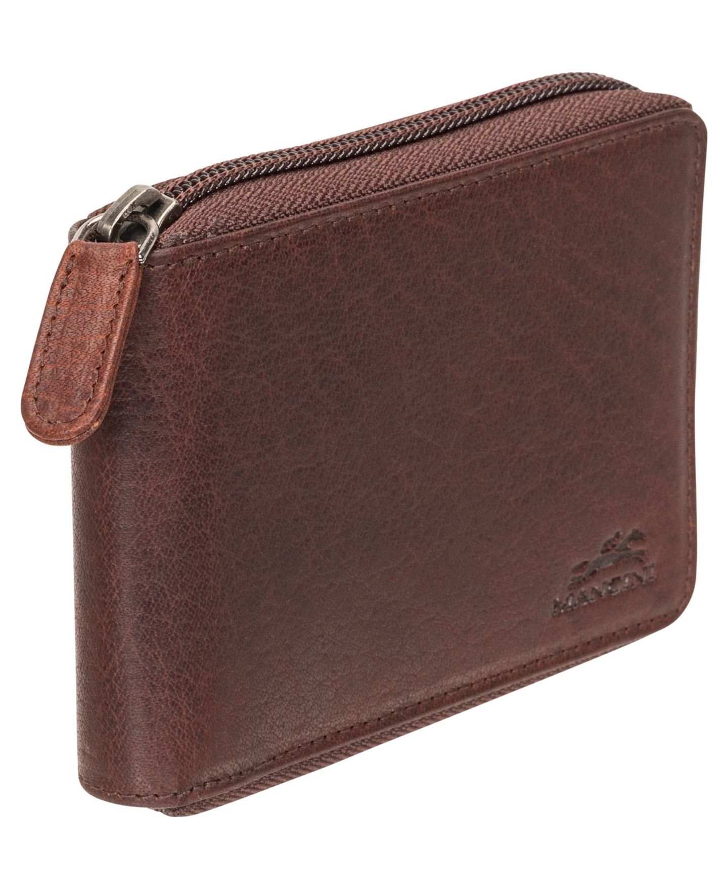 Мужской кошелёк Mancini Buffalo RFID Secure Zippered Billfold Wallet with Removable Passcase, цвет: Коричневый — фото 5