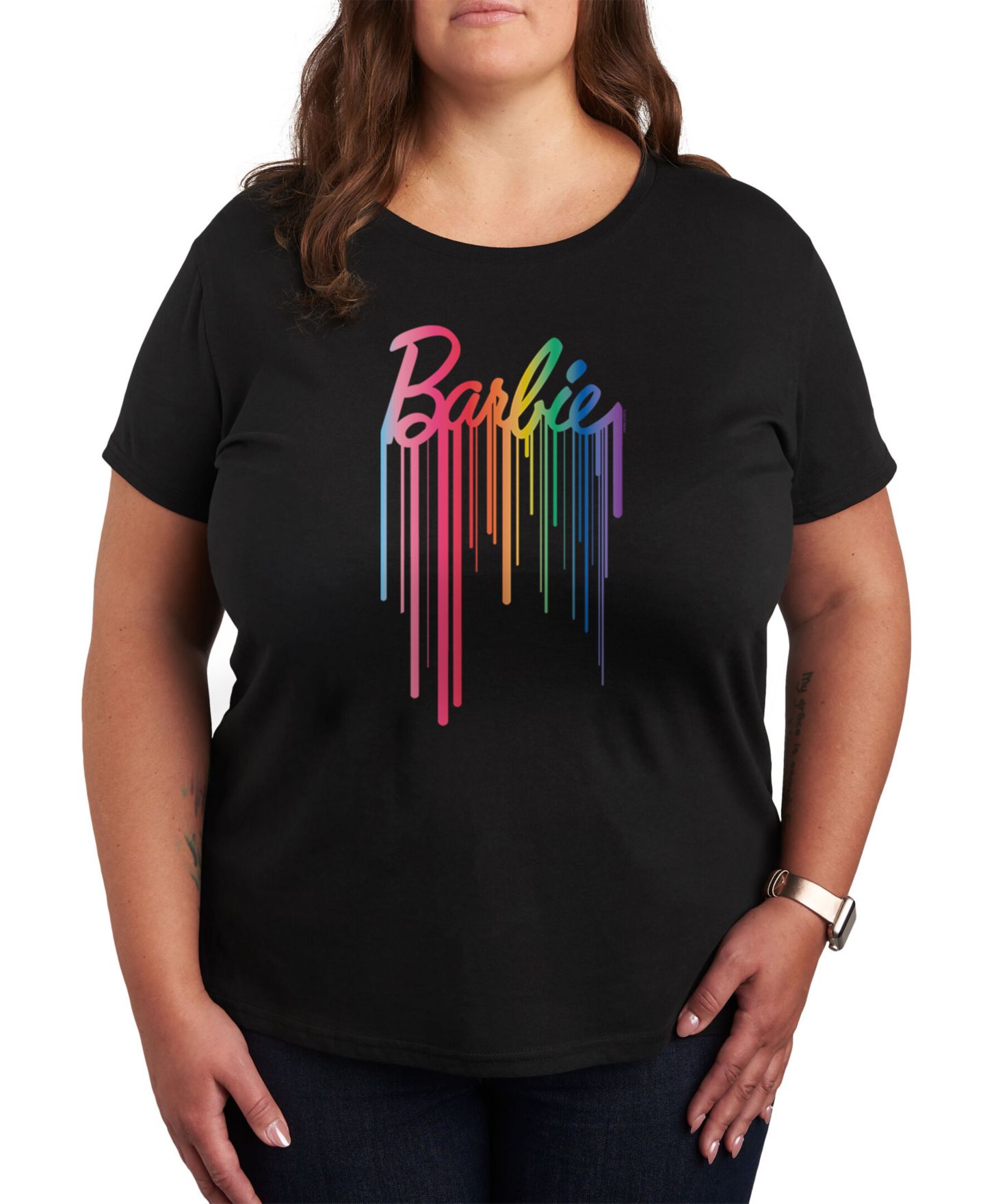 Женская футболка Hybrid Apparel Trendy Plus Size Barbie Pride Paint Graphic, цвет: Чёрный — фото 1