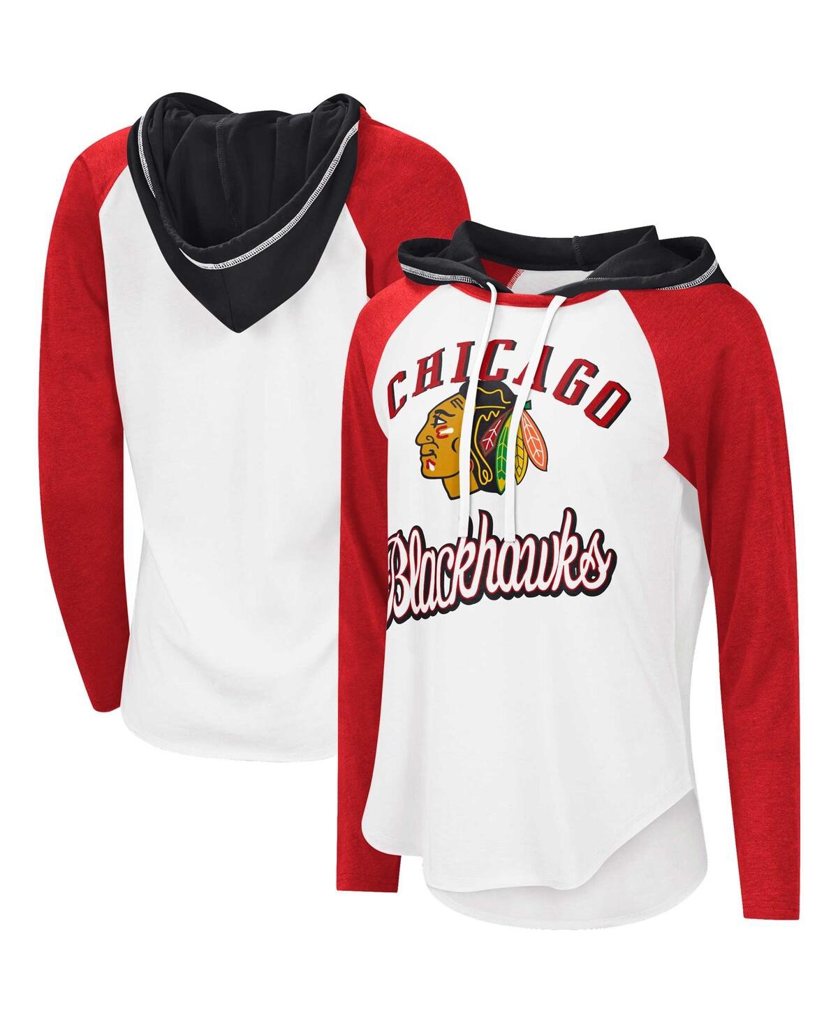 Women's G-iii Sports by Carl Banks White, Red Chicago Blackhawks Mvp Raglan Hoodie T-shirt - White, Red